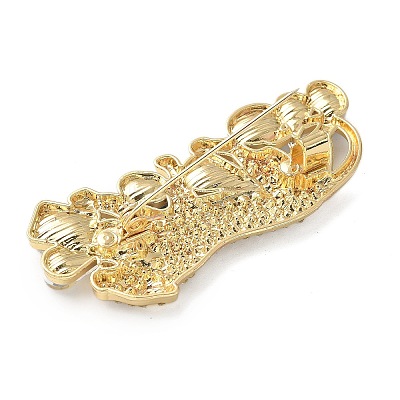 Cheetah Zinc Alloy Rhinestones Brooches JEWB-R055-02G-02-1