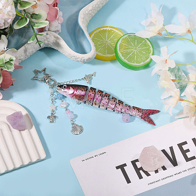1Pc Resin Fish Pendant Decorations HJEW-CA0001-78B-1