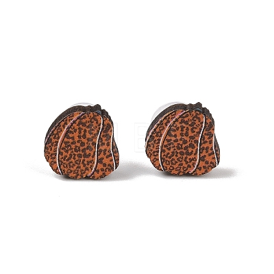 Wood Stud Steel Needle Earrings EJEW-U016-02P-02-1