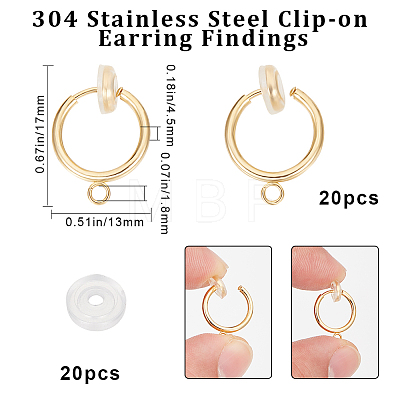 20Pcs 304 Stainless Steel Clip-on Earring Findings STAS-BBC0003-25-1