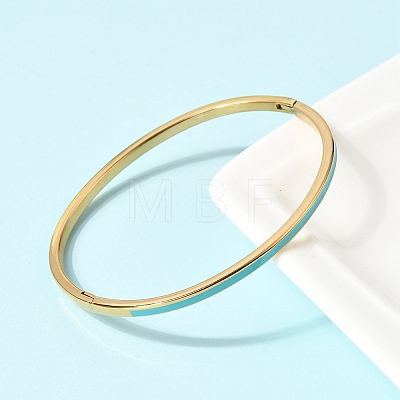 304 Stainless Steel Enamel Hinged Bangles for Women BJEW-D408-39G-1