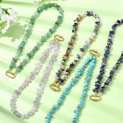 Natural & Synthetic Mixed Gemstone Chip Beaded Necklaces NJEW-JN06275-1