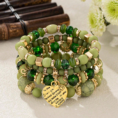 Boho Style Wood Beaded Stretch Bracelet Sets for Women WGE3C3B-30-1