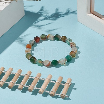 Dyed Natural Agate Beaded Stretch Bracelet Sets BJEW-JB09180-1
