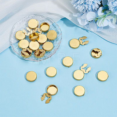 20Pcs Flat Round Brass Button Covers Settings BUTT-ME0001-48C-1