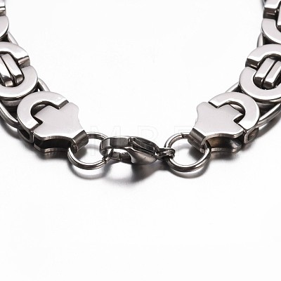 201 Stailess Steel Byzantine Chain Bracelets BJEW-G469-12P-1