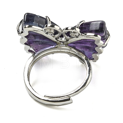 Butterfly Natural Fluorite Adjustable Rings G-P547-06P-1