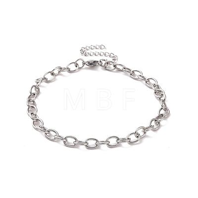 304 Stainless Steel Cable Chain Bracelet for Men Women BJEW-E031-01P-03-1