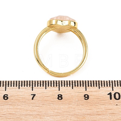 Natural Rose Quartz Finger Rings with Brass Findings G-H353-03G-06-1