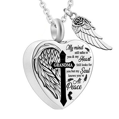 Heart and Wing Urn Ashes Pendant Necklace BOTT-PW0001-039D-1