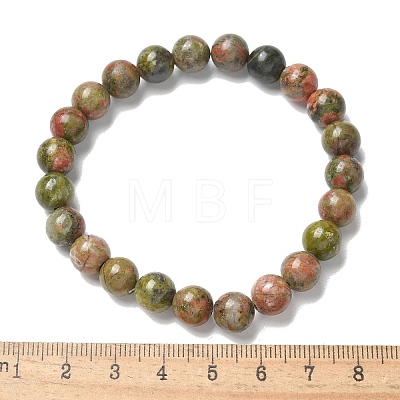 Natural Unakite Bead Stretch Bracelets BJEW-K212-B-006-1