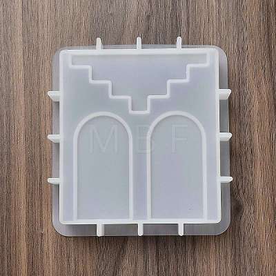 DIY Square with Rampart Pattern Candle Silicone Molds DIY-G113-09A-1