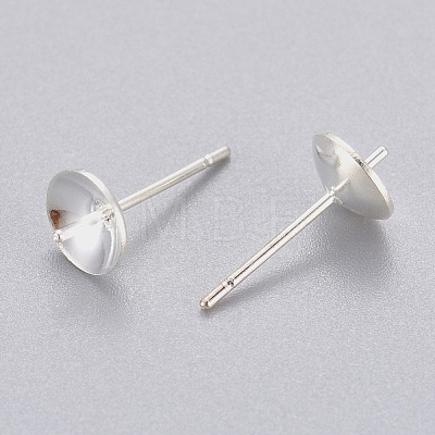 304 Stainless Steel Post Stud Earring Settings For Half Drilled Beads STAS-H558-06S-1