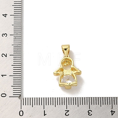 Rack Plating Brass Micro Pave Clear Cubic Zirconia Pendants KK-R158-10G-1