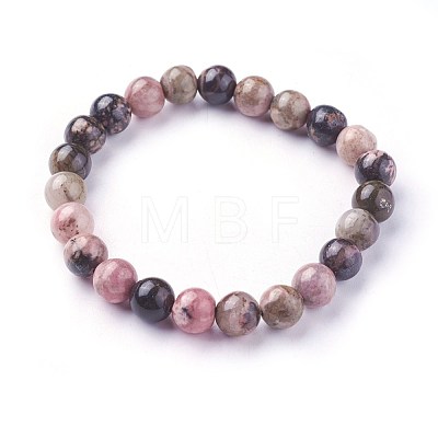 Natural Rhodonite Beads Stretch Bracelets X-BJEW-F380-01-B16-1