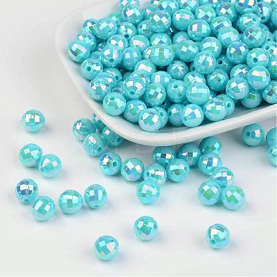 Faceted Colorful Eco-Friendly Poly Styrene Acrylic Round Beads SACR-K001-8mm-62-1