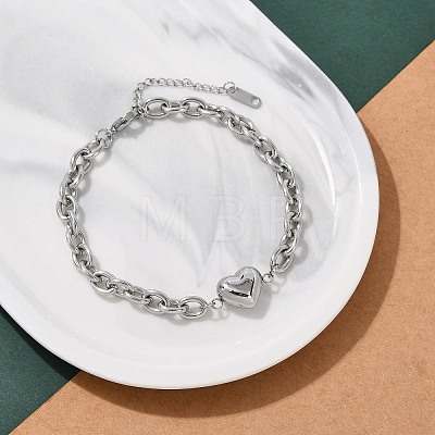 201 Stainless Steel Cable Chain Link Bracelets BJEW-M051-01P-1-1