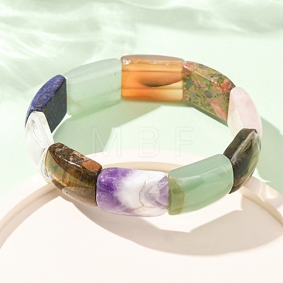 Rectangle Natural Mixed Stone Beaded Stretch Bracelets for Women Men GG-CBA9ACE-C12-1