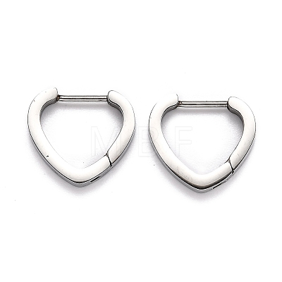 Tarnish Resistant 304 Stainless Steel Heart Huggie Hoop Earrings STAS-J033-15P-1