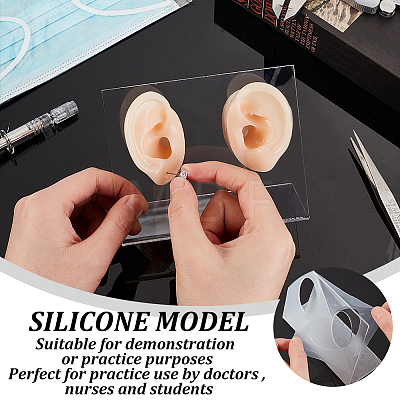 Olycraft 2Pcs 2 Styles Silicone Ear Flexible Model Body Part Displays ODIS-OC0001-67-1
