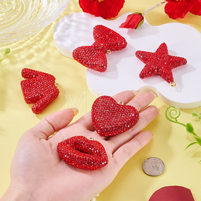 5Pcs 5 Styles Handmade Polymer Clay Pendants RB-BT0001-05E-1