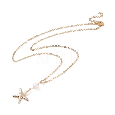 Starfish Pendant Neckelaces for Girl Women NJEW-JN03744-1