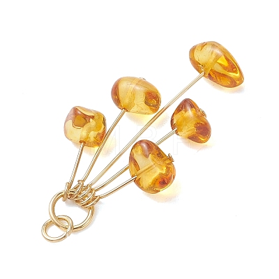 Natural Amber Chip Dangling Pendants PALLOY-JF05183-1