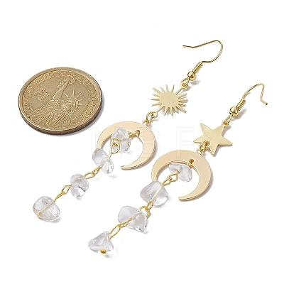 Moon & Sun & Star Brass Asymmetrical Earrings EJEW-JE05461-03-1
