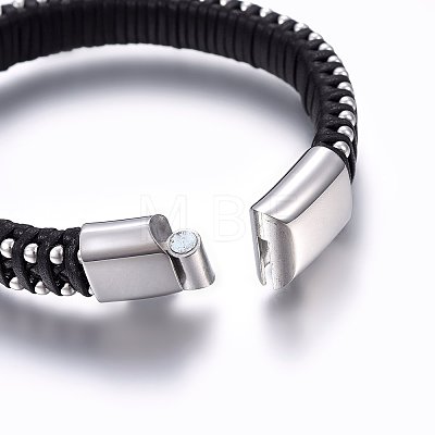 Leather Braided Cord Bracelets BJEW-E345-11B-1