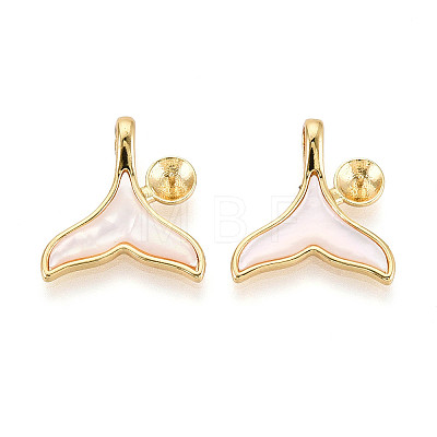 Brass with Shell Enamel Cup Pearl Peg Bails Pin Pendants KK-T079-12G-1