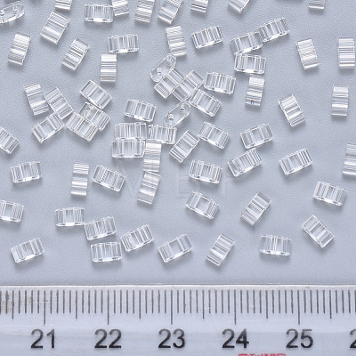 2-Hole Transparent Glass Seed Beads X-SEED-S031-M-001-1
