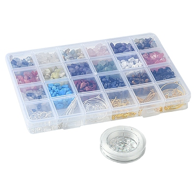DIY Natural & Synthetic Mixed Stone Chips Jewelry Set Making Kit DIY-FS0005-87-1