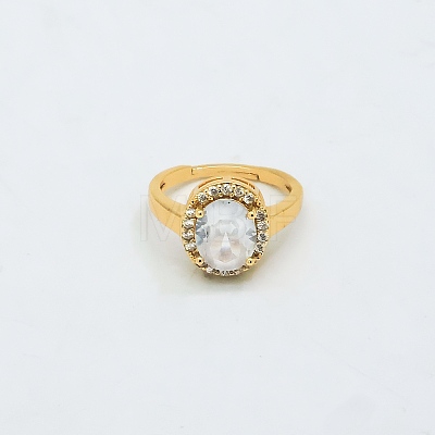 Brass Micro Pave Cubic Zirconia Cuff Open Rings for Women YE6141-1-1