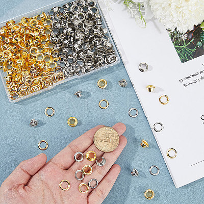 200Pcs 2 Colors Iron Grommet Eyelet Findings IFIN-GF0001-59C-1