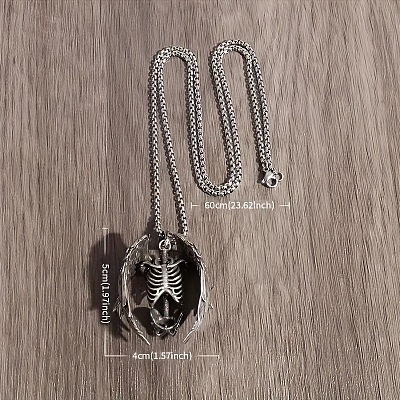 Punk Style Alloy Gothic Skeleton Angel Pendant Box Chain Necklaces for Men FS-WG22DE5-01-1