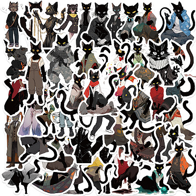 Cat Theme PVC Cartoon Sticker Labels PW-WG93669-01-1