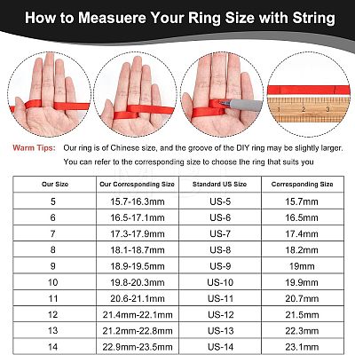 Unicraftale 18pcs 6 Size 201 Stainless Steel Grooved Finger Ring Settings DIY-UN0003-59-1