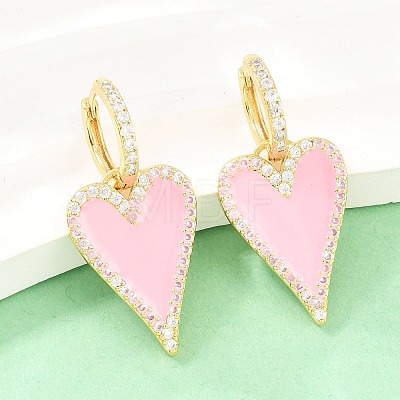 Valentine's Day Heart Brass Micro Pave Clear Cubic Zirconia Hoop Earrings EJEW-Z164-10G-1