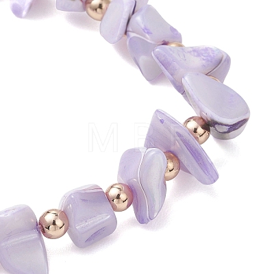3Pcs 3 Colors Dyed Natural Trochid Shell/Trochus Shell Chip Beaded Stretch Bracelets for Women BJEW-JB13124-1