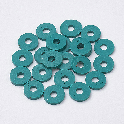 Flat Round Handmade Polymer Clay Bead Spacers CLAY-R067-3.0mm-07-1