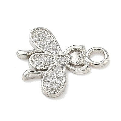 Brass Micro Pave Clear Cubic Zirconia Pendants KK-H528-05A-P-1