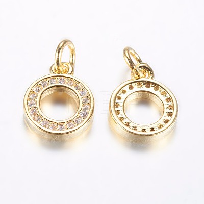 Long-Lasting Plated Brass Micro Pave Cubic Zirconia Charms X-ZIRC-F069-35G-1