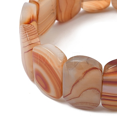 Natural Banded Agate Beads Stretch Bracelets for Women Men BJEW-I323-02W-1