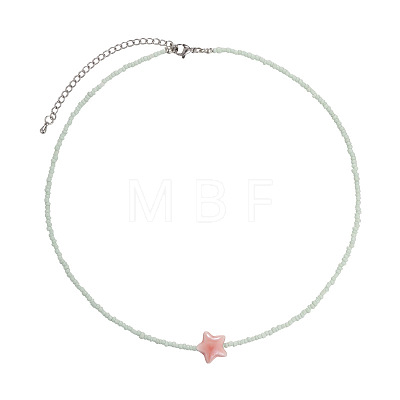 Summer Beach Resin Star Pendant Glass Seed Beaded Necklaces for Girls WGE1B85-03-1