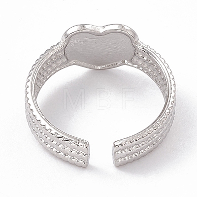 304 Stainless Steel Heart Open Cuff Ring for Women RJEW-G275-06P-1