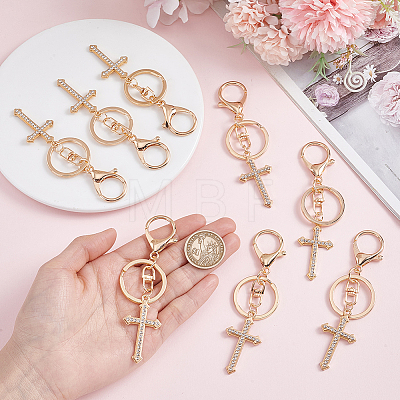8Pcs Alloy Rhinestone Keychains KEYC-HY0001-41-1