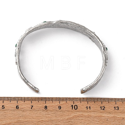 304 Stainless Steel Rhinestone Cuff Bangles for Women BJEW-R026-01P-1