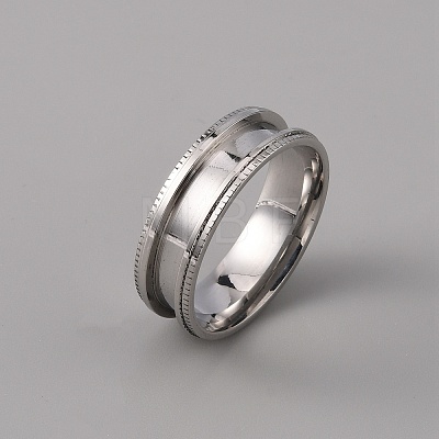 201 Stainless Steel Grooved Finger Ring Settings STAS-WH0027-26H-P-1