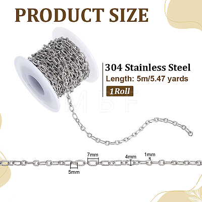 304 Stainless Steel Textured Cable Chains CHS-WH0020-004P-1