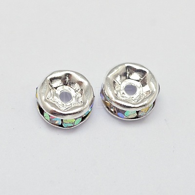 Rack Plating Rondelle Brass Grade A Rhinestone Spacer Beads RB-D301-06S-1